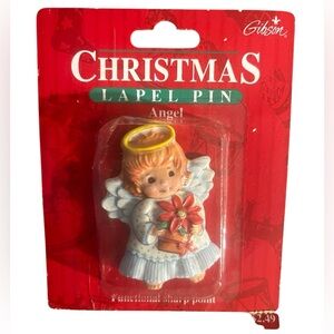 Vintage Gibson Greetings PIN Angel Christmas   Holiday Brooch Xmas NOS NWT 90’s